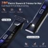 VIKICON 2-in-1 Manscape Trimmer & Shavers for Men: No-Nick Full Body Electric Razor for Pubic, Balls, Back Hair w/Dual-Head Trimmer & Foil Blades - Waterproof Groomer Kit w/Light, Travel Lock & Pouch view 2