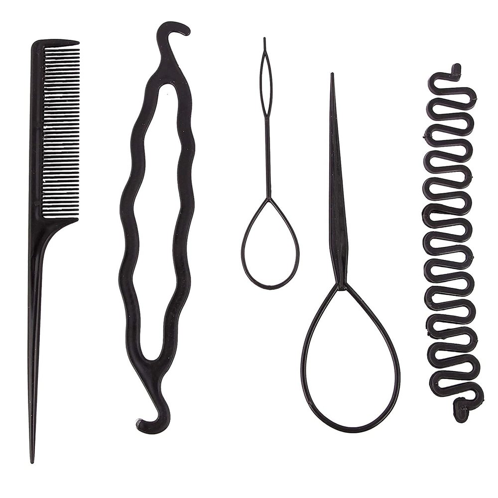 Fashion Fitoor Hair Styling Tools Bun Maker/Braids Combo Offer Black (Professional-Styling-Accessories-Combo-5)
