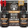 Viking Revolution Coffee Whiskey Beard Wash and Beard Conditioner Set with Argan and Jojoba Oils - Softens and Strengthens - Coffee Whiskey Scent - Beard Shampoo with Ginseng Root Extract (17 oz) view 1