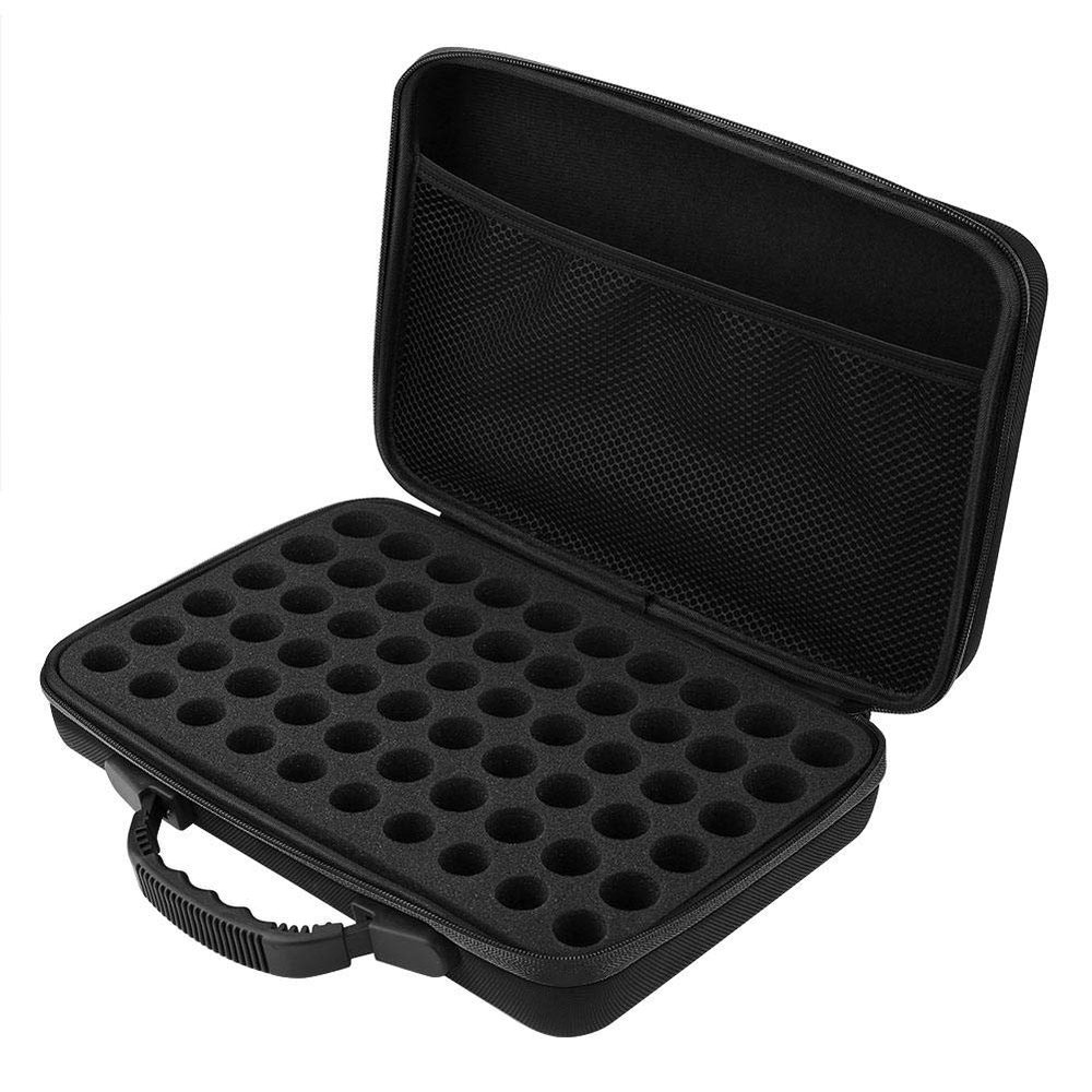 60-Bottle Essential Oil Carrying Case for 5ml,10ml,15ml with Handle Scented Oils Holder Traveling Carrying Case Storage Bag(Black)