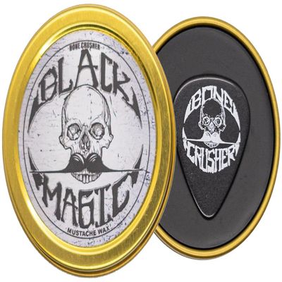 Black Mustache Wax | Black Magic Death Grip Moustache Wax | Hide Grey Hair In Beard Or Moustache | Extra Strong Hold Mustache Wax Unscented | 1 oz Tin Heat Source Required (Black Magic Bone Crusher)