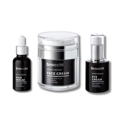 Brocchi | Hyaluronic Acid Face Cream, Eye Cream & Serum Set  Deep Hydration, Revitalizing, Anti-Aging, Collagen, Niacinamide