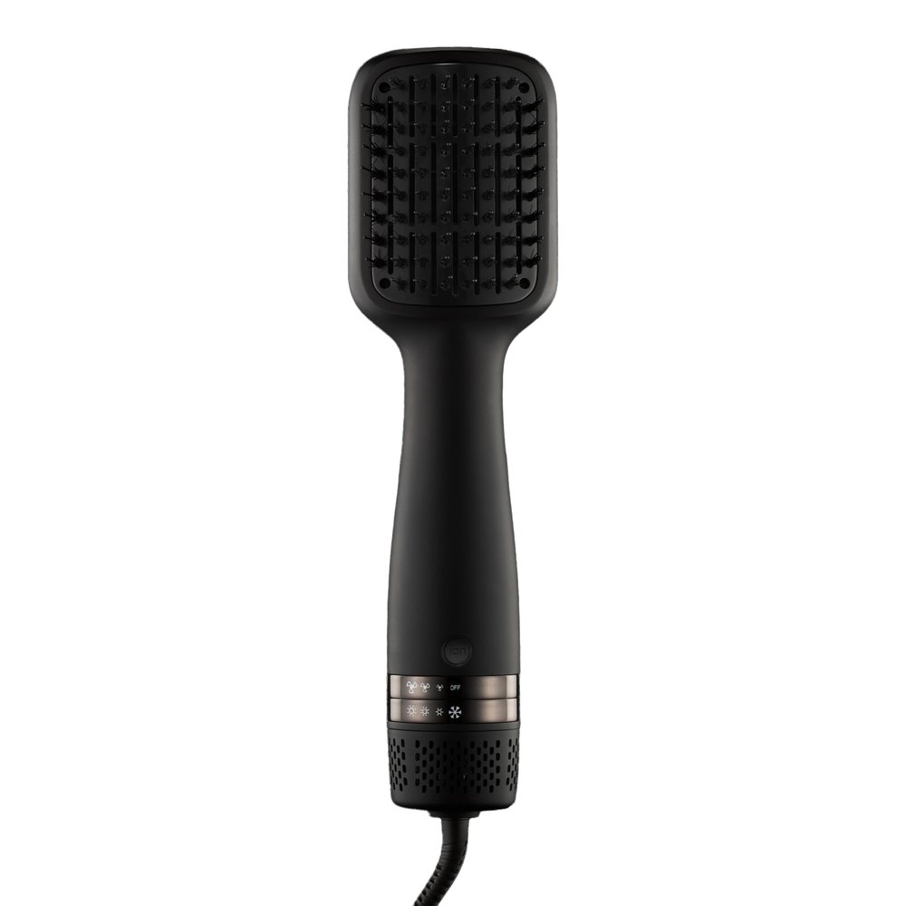 Kristin Ess Hair Volumizing Blow Dryer Brush - Blowout + Hair Straightening Brush - Ceramic + Ionic - Dry, Smooth + Volumize Hair - Flat Padel Base for Faster Blowout - 3 Wind Speeds + 4 Heat Settings