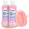 Alyfini Makeup Brush Cleaner Solution + Scrub Basin Combo, Removes Tough Stain on Make Up Brushes Set/Sponge/Puffs, Deep Clean Inner Bristles from Waterproof Foundation/Concealer, 10.2 Fl Oz/300 ml view 1