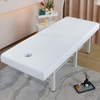 Waterproof Spa Bed Cover Lash Bed Sheet Massage Table Sheet with Hold Soft Massage Bed Cover for Cosmetic Salon Table with Elastic Cord All-Round Wrap Square Head,White,180x60cm(H)