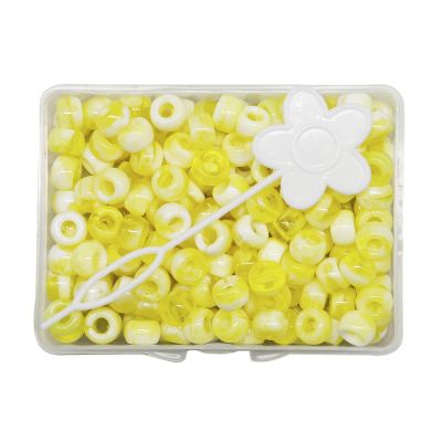 Luzhengyang 210Pcs Small Dreadlocks Beads Cuffs Hair Braider Rainbow Pony Beads Kit DIY Teen Girls Kids, Change Style, Fresh Look, Exotic Hairstyle, Braid Rings Clips Tube, Yellow