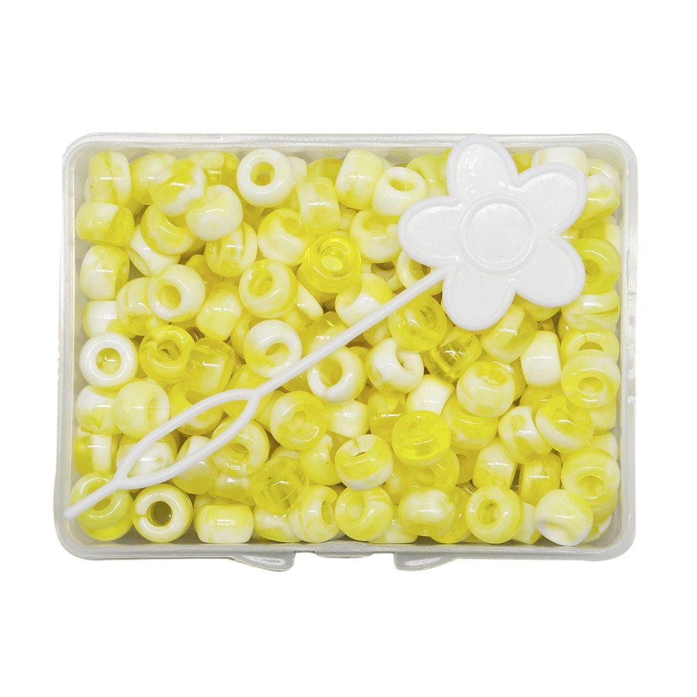Luzhengyang 210Pcs Small Dreadlocks Beads Cuffs Hair Braider Rainbow Pony Beads Kit DIY Teen Girls Kids, Change Style, Fresh Look, Exotic Hairstyle, Braid Rings Clips Tube, Yellow