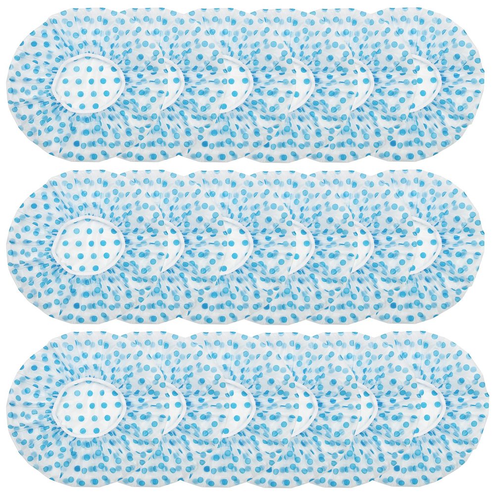 18Pcs Plastic Shower Caps for Women Waterproof Bath Caps Bathing Hair Cap Reusable Shower Caps for Shower,Spa,Salon,Housework,Girls,Home,Travel (Blue)