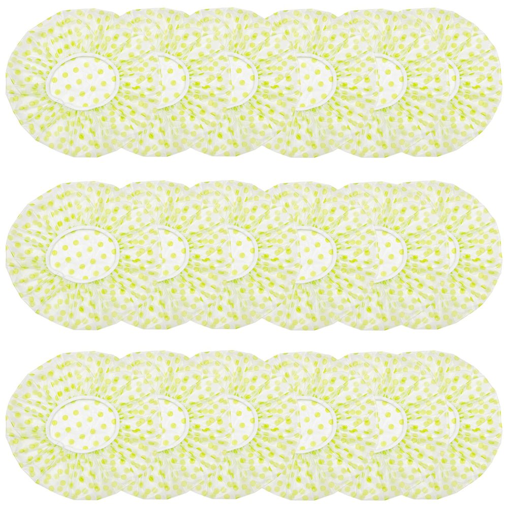 18Pcs Plastic Shower Caps for Women Waterproof Bath Caps Bathing Hair Cap Reusable Shower Caps for Shower,Spa,Salon,Housework,Girls,Home,Travel (Green)