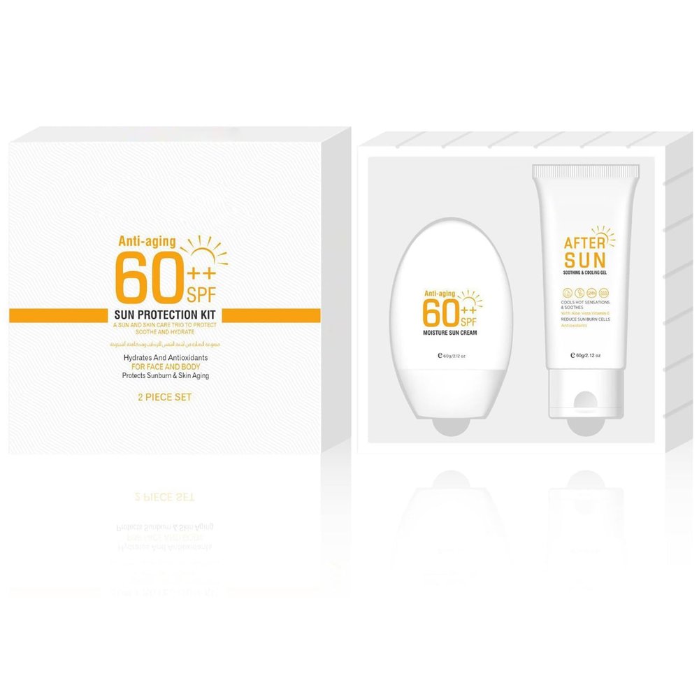 Sunscreen SPF 60 Travel Size Sun Protection Kit - Anti Aging Moisture Cream for Face & Body, After Sun Gel, Beach Essentials
