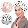 2Pcs Shower Caps for Women Shower Cap Reusable Waterproof Hair Cap for Shower with Adjustable Bowknot Luxury Bath Cap for Women (Black Dot & Pink Dot) view 1