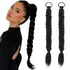 2Pcs Braided Ponytail Extensions with Hair Ties Soft Synthetic Hair Pieces Straight Wrap Around Hair Extensions Pony Tail Hairpieces Accessories for Women Daily Wear 16 Inch (Natural Black) view 1