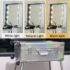 KJLYLPP Rolling Makeup Train Case with Lighted Mirror, Make Up Cosmetic Orgainzer Box Travel Case, Professional Aluminum Trolley Salon Staion (Dazzling Stripes) view 2