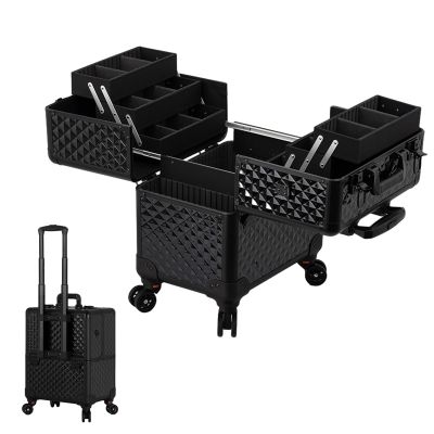 KJLYLPP Rolling Makeup Case Professional Makeup Train Case Makeup Artist Travel Organizer Trolley Case, Aluminium Make Up Case, Embroidery Case Manicure Case