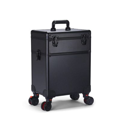 KJLYLPP Cosmetic Train Case Beauty Cosmetic Tools Box with Mirror Portable Train Case for Travel, Three-Tone Lighting, 3 Layer Large Professional (35x25x53cm)