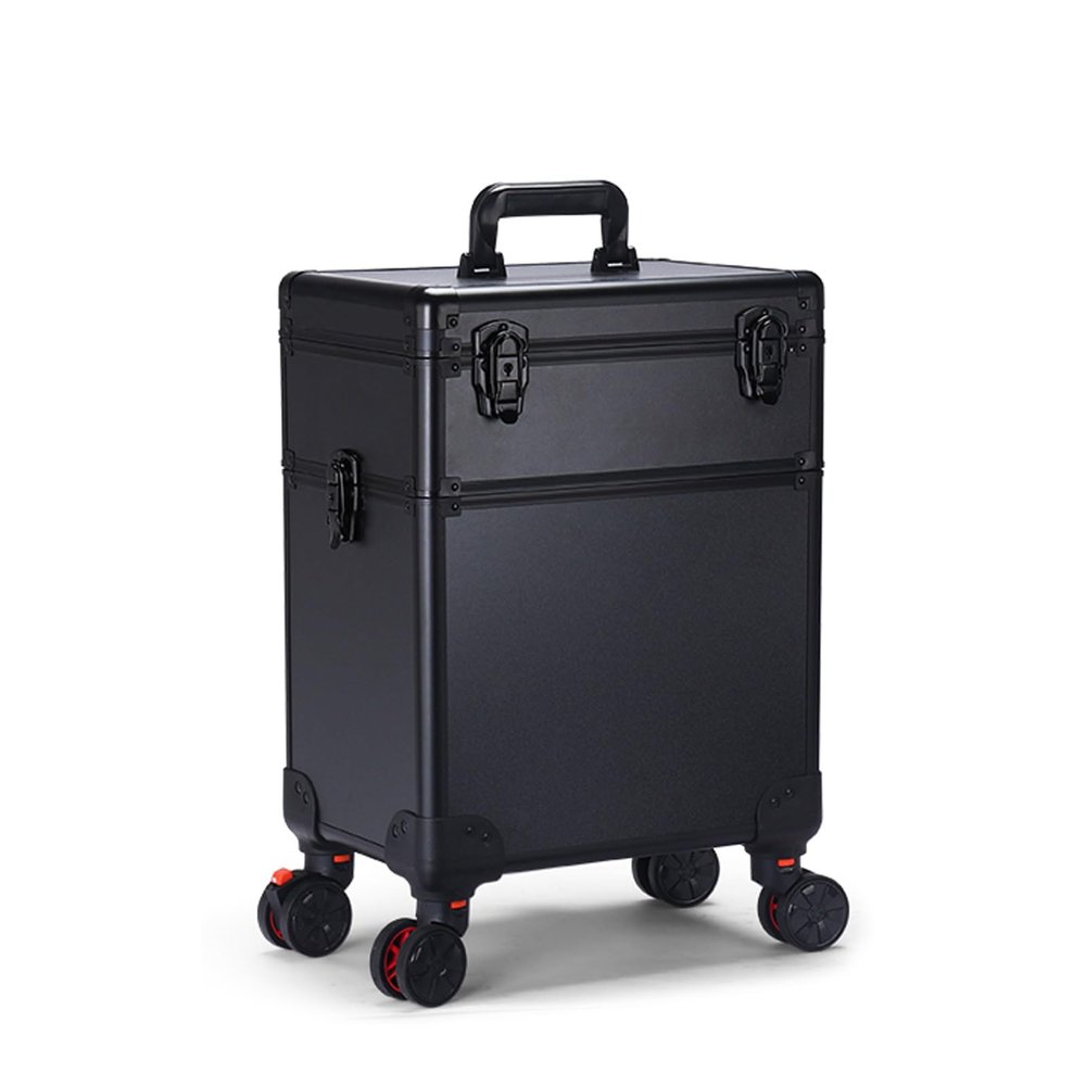 KJLYLPP Cosmetic Train Case Beauty Cosmetic Tools Box with Mirror Portable Train Case for Travel, Three-Tone Lighting, 3 Layer Large Professional (35x25x53cm)