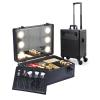 KJLYLPP Cosmetic Train Case Beauty Cosmetic Tools Box with Mirror Portable Train Case for Travel, Three-Tone Lighting, 3 Layer Large Professional (35x25x53cm) view 2