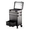 KJLYLPP Train Case Rolling Cosmetic Organizer with Rolling Wheels 6 Lights and Mirror, Make-up Case with Light, Beauty Makeup Train Case Travel Trolley,Safe Latch (Black 4) view 1