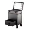 KJLYLPP Train Case Rolling Cosmetic Organizer with Rolling Wheels 6 Lights and Mirror, Make-up Case with Light, Beauty Makeup Train Case Travel Trolley,Safe Latch (Black 3) view 1