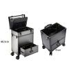 KJLYLPP Train Case Rolling Cosmetic Organizer with Rolling Wheels 6 Lights and Mirror, Make-up Case with Light, Beauty Makeup Train Case Travel Trolley,Safe Latch (Black 3) view 4