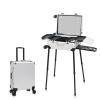 KJLYLPP Rolling Makeup Train Case, Makeup Trolley, Professional Cosmetic Organizer Case with Mirror and 3 Colors LED Lights (Silver Large) view 1