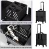 KJLYLPP Train Case Rolling Cosmetic Organizer with Rolling Wheels Aluminium Make Up Case, Professional Make Travel Makeup Bag Cosmetic Case,Black Travel Makeup Bag view 4