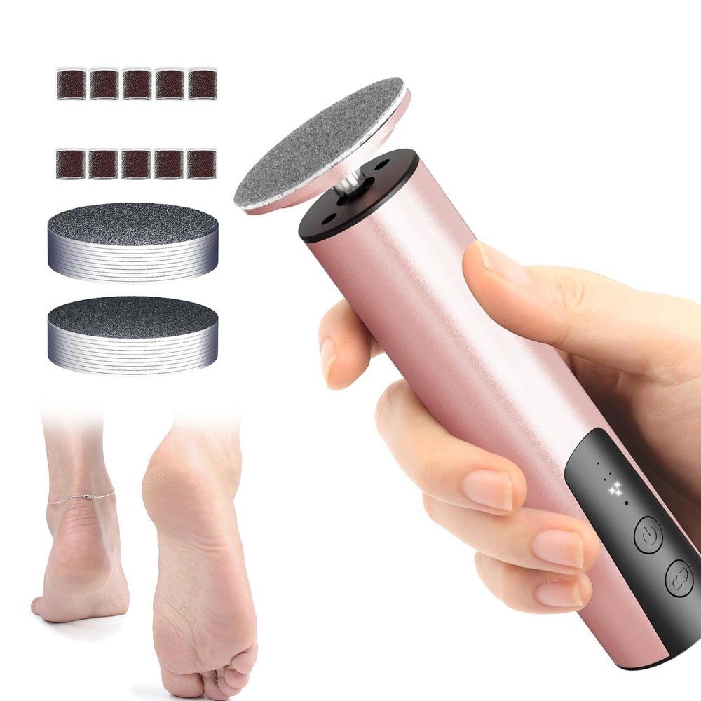 Bokynu Rechargeable Electric Foot Callus Remover, Pedicure Tools for Feet, Electric Foot File, Heel Scraper for Cracked Heels, Calloused Feet Remover Tool (Pink)