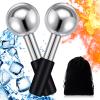 Baderke 2 Pcs Ice Globes for Face Stainless Steel Cooling Globes Unbreakable Cooling Roller Women Ice Balls Cryo Sticks Facials Skin Care for Dark Circles, Puffiness(Silver (Black Handle)) view 1