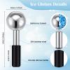 Baderke 2 Pcs Ice Globes for Face Stainless Steel Cooling Globes Unbreakable Cooling Roller Women Ice Balls Cryo Sticks Facials Skin Care for Dark Circles, Puffiness(Silver (Black Handle)) view 2
