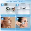 Baderke 2 Pcs Ice Globes for Face Stainless Steel Cooling Globes Unbreakable Cooling Roller Women Ice Balls Cryo Sticks Facials Skin Care for Dark Circles, Puffiness(Silver (Black Handle)) view 3