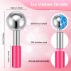 Baderke 2 Pcs Ice Globes for Face Stainless Steel Cooling Globes Unbreakable Cooling Roller Women Ice Balls Cryo Sticks Facials Skin Care for Dark Circles, Puffiness(Silver (Pink Handle)) view 2