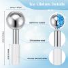 Baderke 2 Pcs Ice Globes for Face Stainless Steel Cooling Globes Unbreakable Cooling Roller Women Ice Balls Cryo Sticks Facials Skin Care for Dark Circles, Puffiness(Silver (White Handle)) view 2