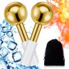 Baderke 2 Pcs Ice Globes for Face Stainless Steel Cooling Globes Unbreakable Cooling Roller Women Ice Balls Cryo Sticks Facials Skin Care for Dark Circles, Puffiness(Gold (White Handle)) view 1