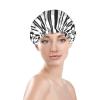 Black & White Stripe Printed Double Layer Lined Shower Cap,Shower Caps For Women Reusable view 2
