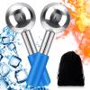 Baderke 2 Pcs Ice Globes for Face Stainless Steel Cooling Globes Unbreakable Cooling Roller Women Ice Balls Cryo Sticks Facials Skin Care for Dark Circles, Puffiness(Silver (Blue Handle)) view 1