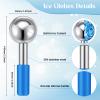 Baderke 2 Pcs Ice Globes for Face Stainless Steel Cooling Globes Unbreakable Cooling Roller Women Ice Balls Cryo Sticks Facials Skin Care for Dark Circles, Puffiness(Silver (Blue Handle)) view 2
