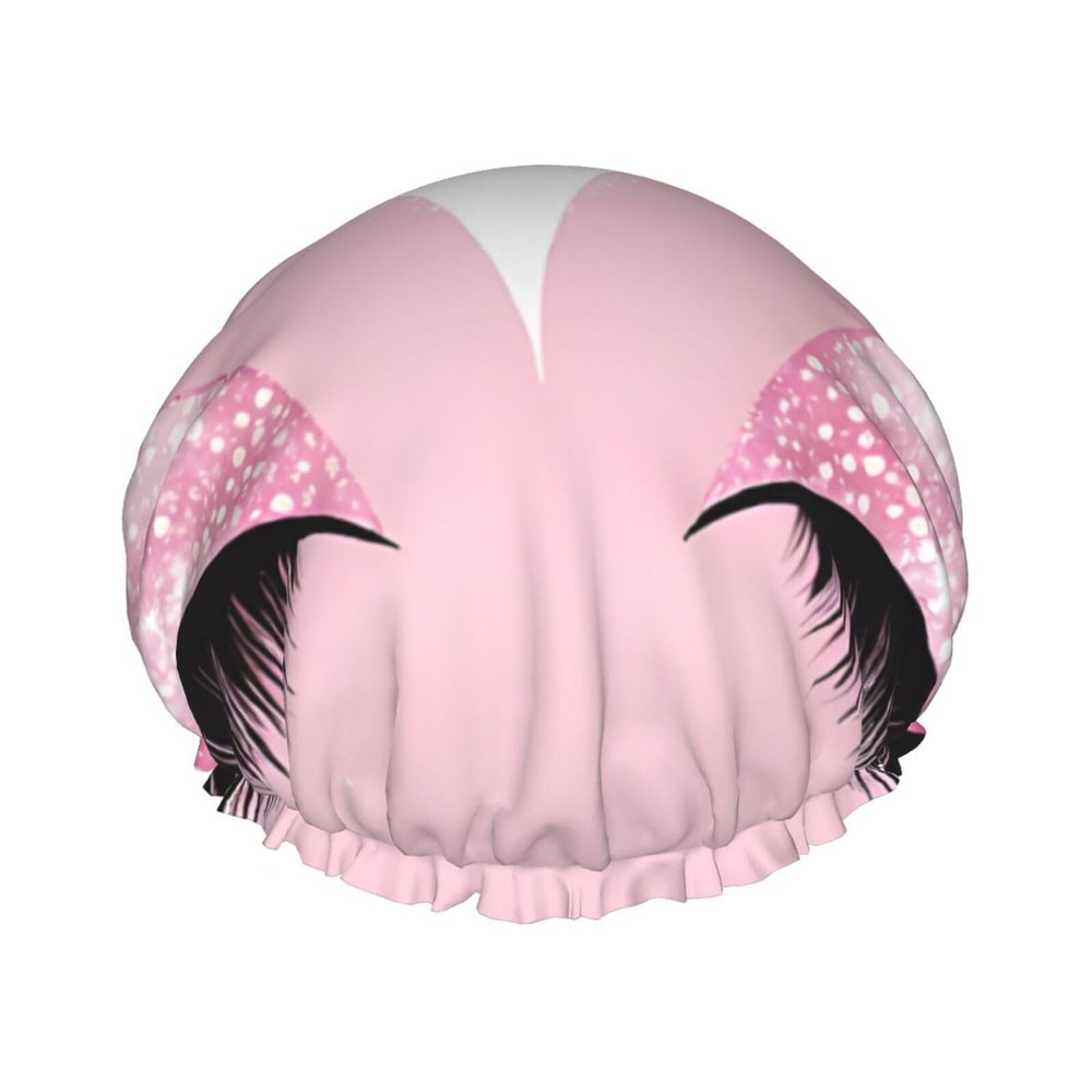 Rose Gold Eyelashes Printed Double Layer Lined Shower Cap,Shower Caps For Women Reusable
