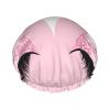 Rose Gold Eyelashes Printed Double Layer Lined Shower Cap,Shower Caps For Women Reusable view 1
