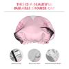 Rose Gold Eyelashes Printed Double Layer Lined Shower Cap,Shower Caps For Women Reusable view 4