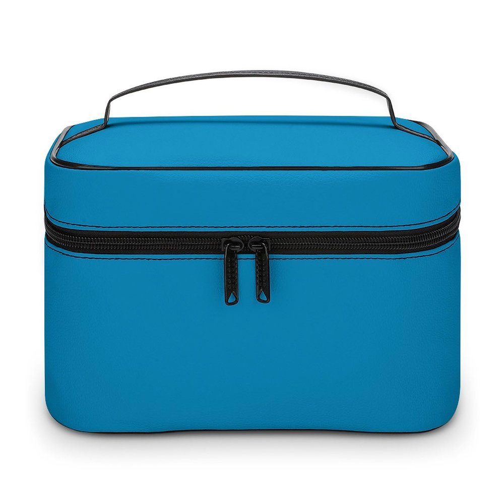 Ocean Blue (Solid Color) Makeup Bag, Portable Travel Cosmetic Case Zipper Toiletry Bag for Women Girls