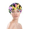 Butterflies Printed Double Layer Lined Shower Cap,Shower Caps For Women Reusable view 2