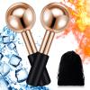 Baderke 2 Pcs Ice Globes for Face Stainless Steel Cooling Globes Unbreakable Cooling Roller Women Ice Balls Cryo Sticks Facials Skin Care for Dark Circles, Puffiness(Rose Gold (Black Handle)) view 1