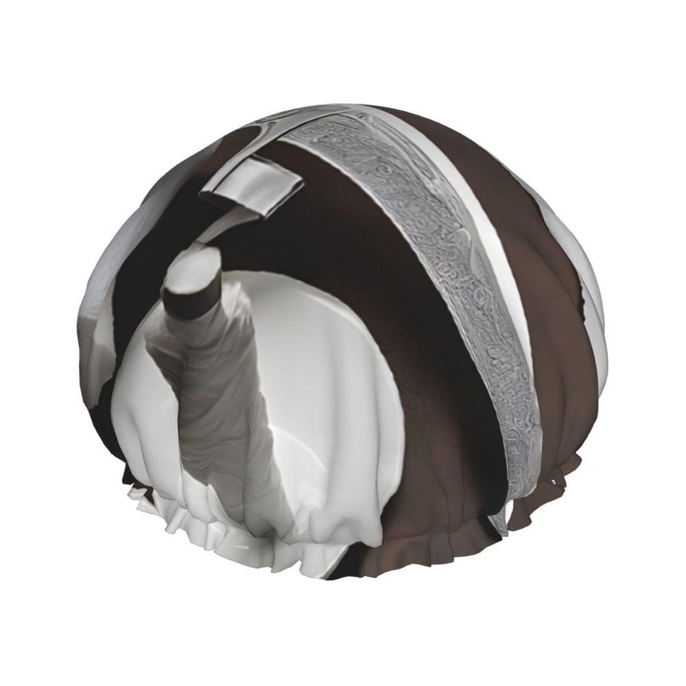 Japan Samurai Sword Printed Double Layer Lined Shower Cap,Shower Caps For Women Reusable