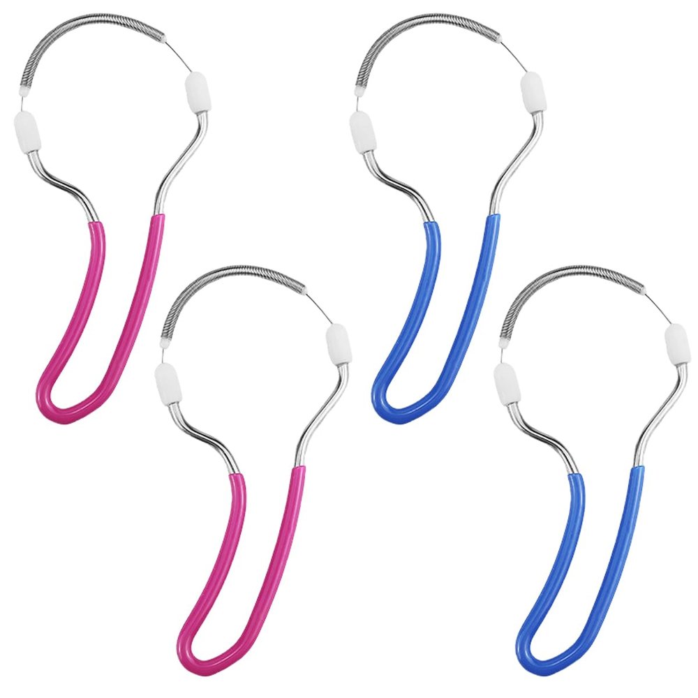 4Pcs Spring Facial Hair Remover Portable Stainless Steel Spring Threading Tool for Upper Lip, Chin, Cheeks, Eyebrow - Removes Hairs Makeup Tool for Women's Face