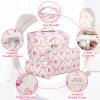 3PC Makeup Bag Set, Quilted Makeup Bag, Large Floral Cosmetic Bag for Women, Cute Cotton Makeup Bags, Flower Travel Toiletry Organizer Bag (Pink Flower) view 3