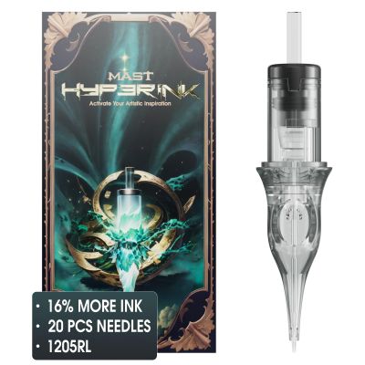 Mast Hyperink Tattoo Needles Cartridges Pro Round Liner 1205RL Larger Ink Storage for Tattoo Artists