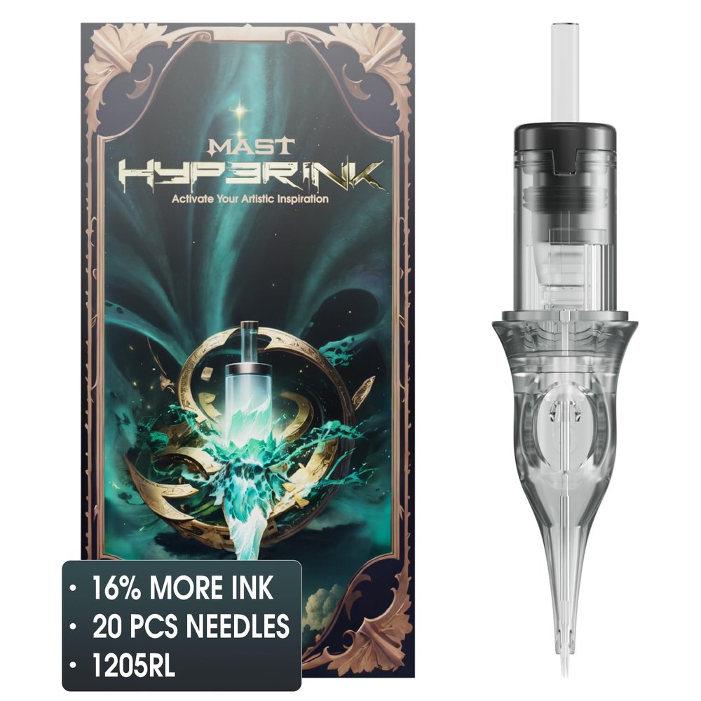Mast Hyperink Tattoo Needles Cartridges Pro Round Liner 1205RL Larger Ink Storage for Tattoo Artists