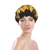 Butterflies And Sunflowers Printed Double Layer Lined Shower Cap,Shower Caps For Women Reusable view 2