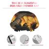 Butterflies And Sunflowers Printed Double Layer Lined Shower Cap,Shower Caps For Women Reusable view 4