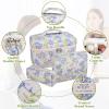 3PC Makeup Bag Set, Quilted Makeup Bag, Large Floral Cosmetic Bag for Women, Cute Cotton Makeup Bags, Flower Travel Toiletry Organizer Bag (light blue) view 3